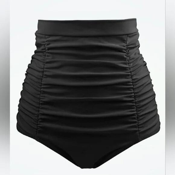 EMPETUA by SHAPERMINT NIP $45 High-Waisted Control Ruched Bikini Bottom Black - Picture 2 of 6